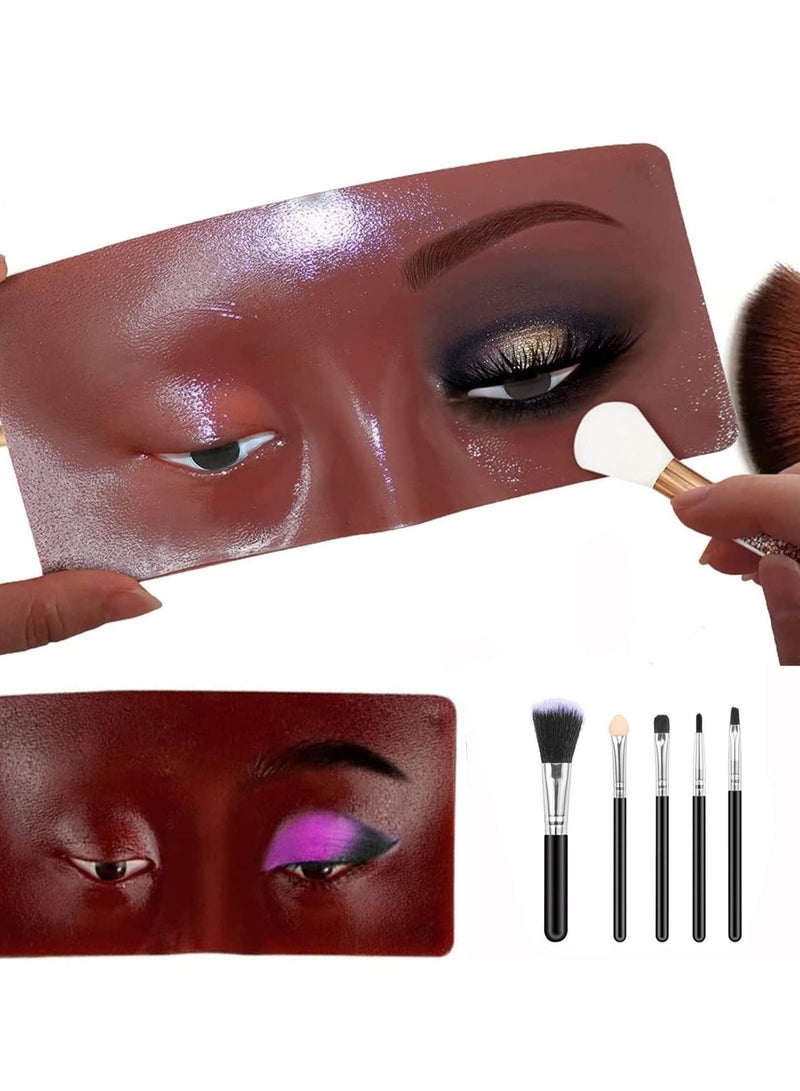 Excefore Makeup Practice Face Board 3D Realistic Pad with Brushes for Artist Practice, Eyeshadow Eyeliner Eyebrow Lash mapping Skin Eye Make up Model (Black)  - Image 1