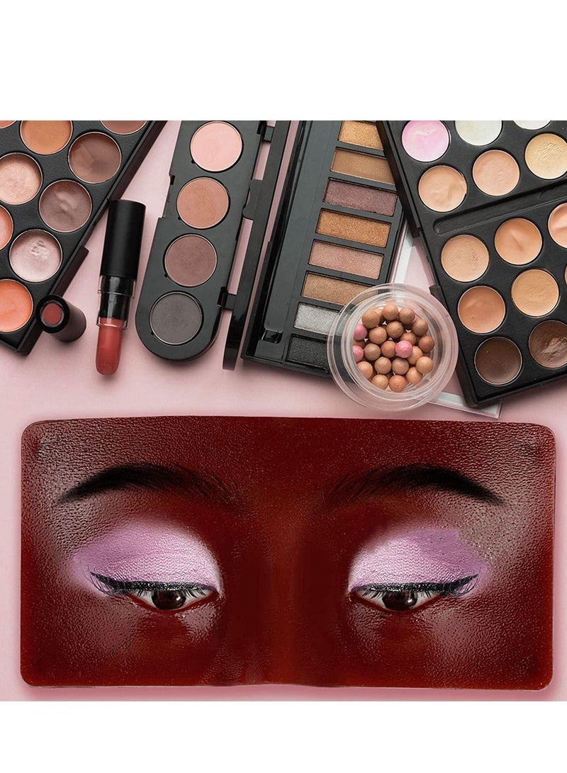 Excefore Makeup Practice Face Board 3D Realistic Pad with Brushes for Artist Practice, Eyeshadow Eyeliner Eyebrow Lash mapping Skin Eye Make up Model (Black)  - Image 3