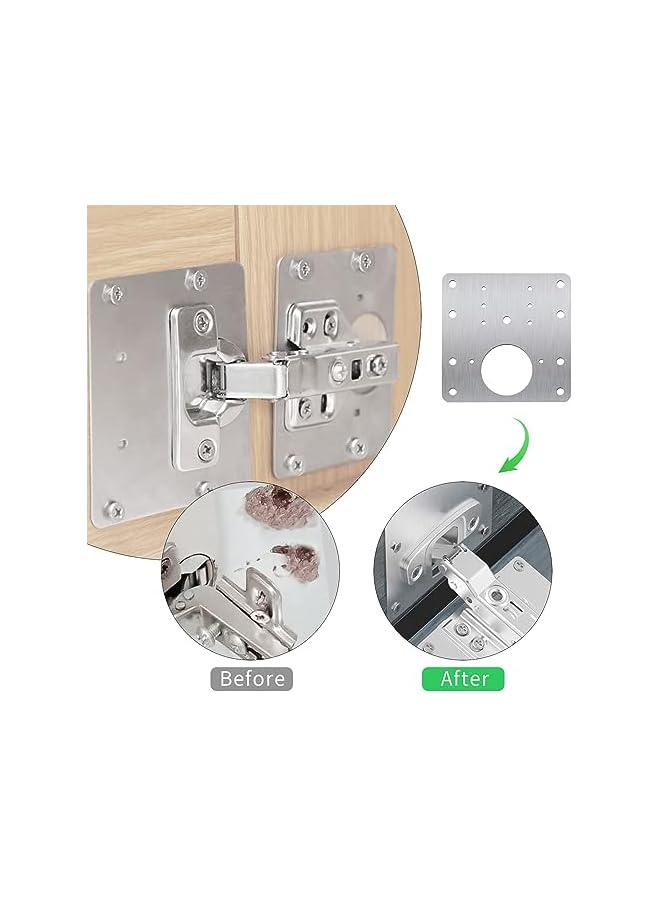 S-TOP 10Pcs Cabinet Hinge Repair Plate, Stainless Steel Fixing Plate Bracket Kit, Cupboard Door Mounting Plates With Holes For Furniture Drawer Windows - Image 3