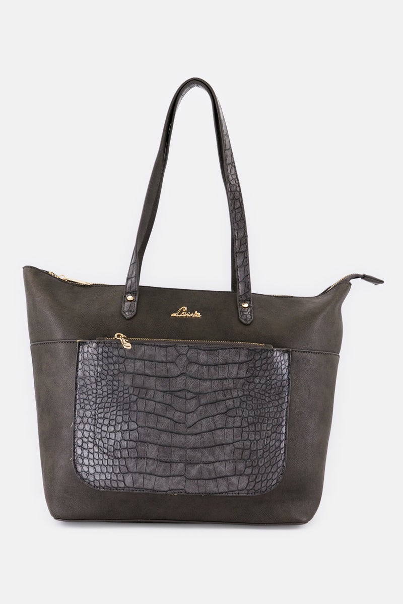 Lavie Women Brand Logo Lily Tote Bag, Dark Grey - Image 1