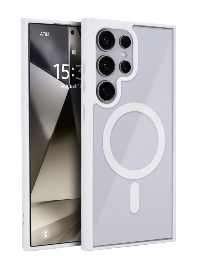 أكاليكس جراب مغناطيسي غير لامع لهاتف Samsung Galaxy S23 Ultra [متوافق مع MagSafe]، غطاء خلفي شفاف رفيع لهاتف Samsung S23 Ultra (أبيض) - Image 1