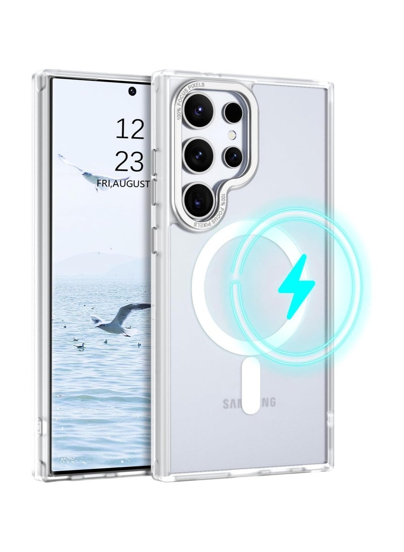 أكاليكس جراب مغناطيسي غير لامع لهاتف Samsung Galaxy S23 Ultra [متوافق مع MagSafe]، غطاء خلفي شفاف رفيع لهاتف Samsung S23 Ultra (أبيض) - Image 3