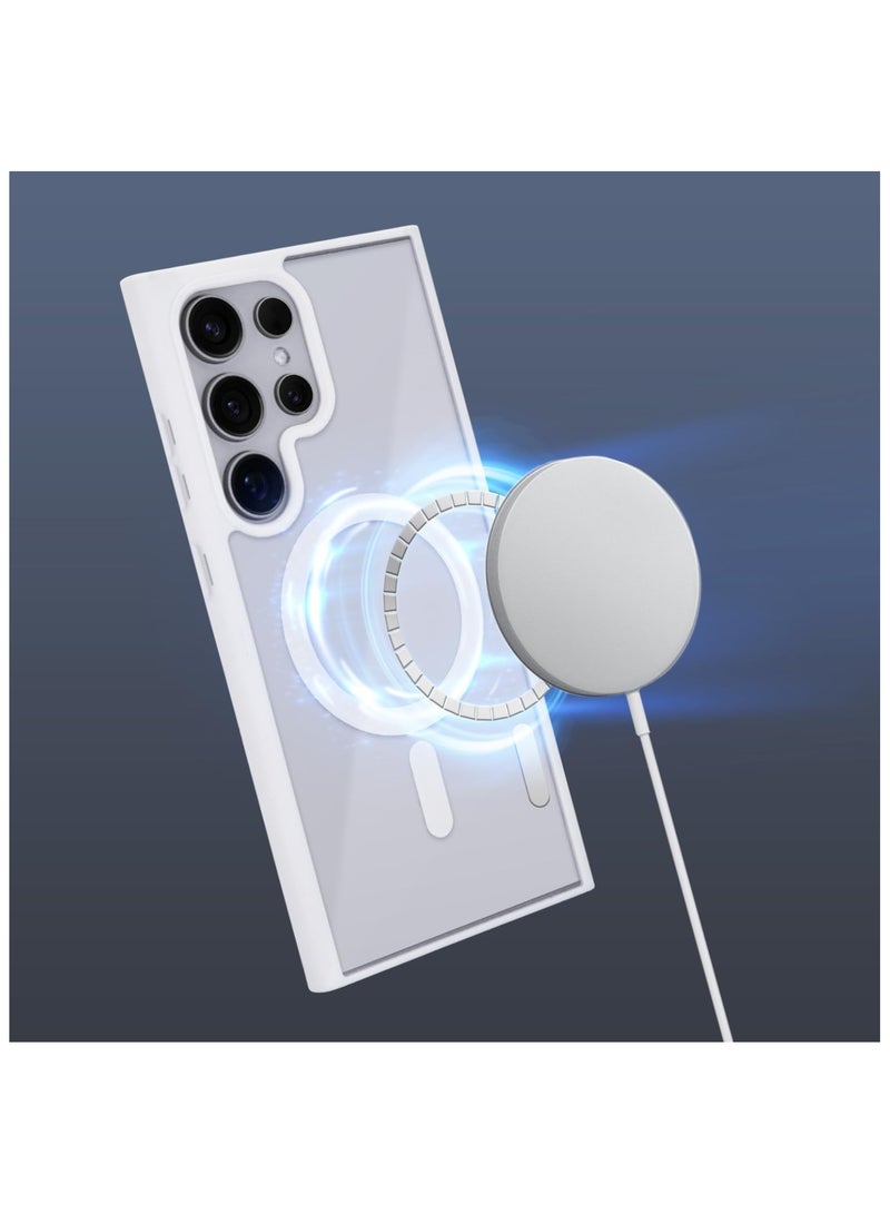 أكاليكس جراب مغناطيسي غير لامع لهاتف Samsung Galaxy S23 Ultra [متوافق مع MagSafe]، غطاء خلفي شفاف رفيع لهاتف Samsung S23 Ultra (أبيض) - Image 4
