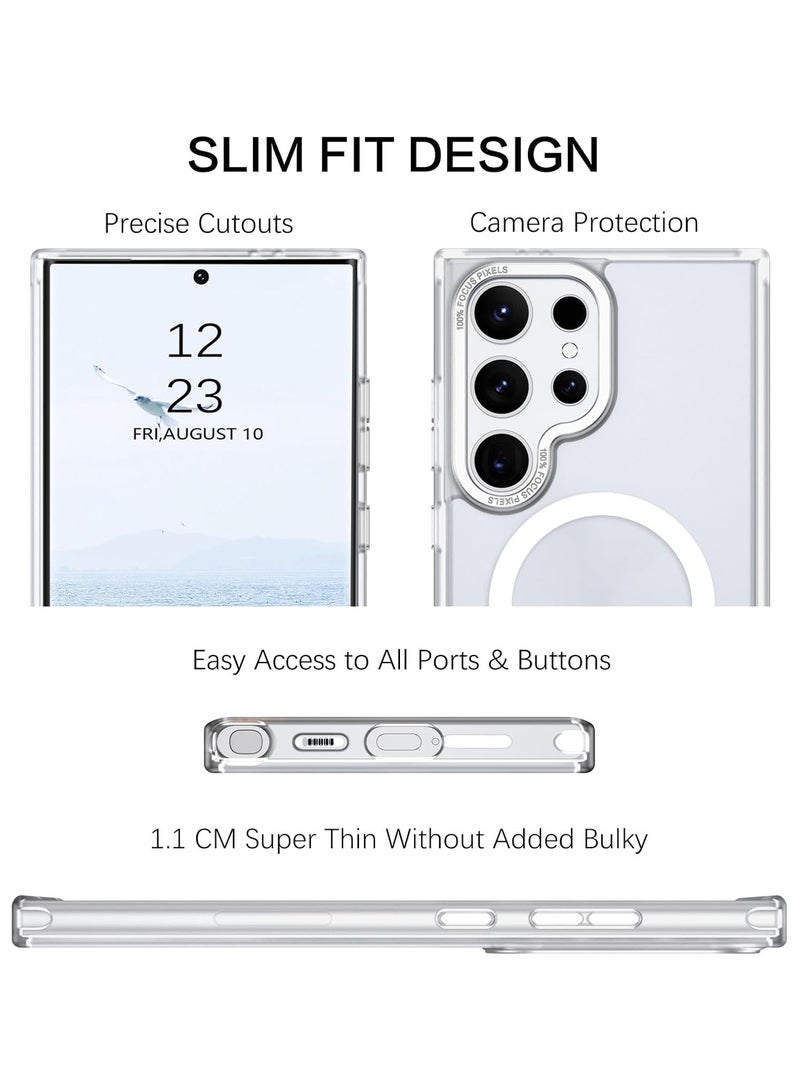 أكاليكس جراب مغناطيسي غير لامع لهاتف Samsung Galaxy S23 Ultra [متوافق مع MagSafe]، غطاء خلفي شفاف رفيع لهاتف Samsung S23 Ultra (أبيض) - Image 5