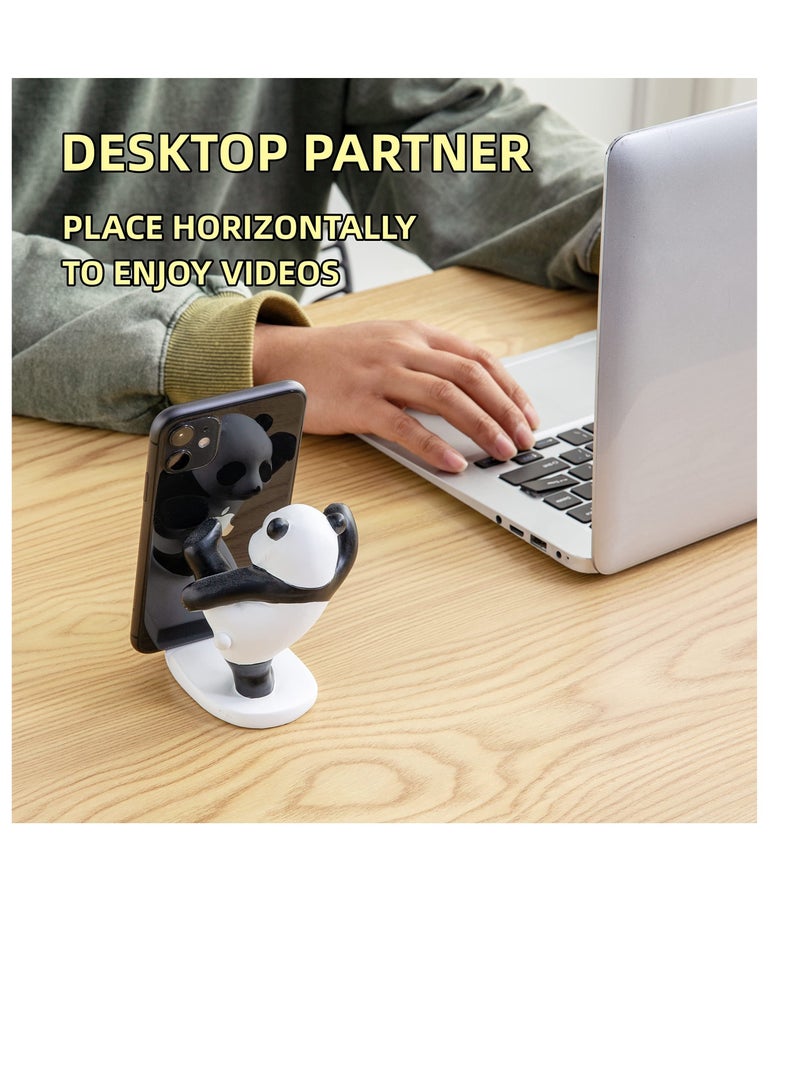 Excefore Panda Smartphone Stand, Cell Phone Stand for Desk, Animal Desk Accessories, Adjustable Phone Stand, Suitable for Phone Supporter for iPhone, Ipad (Black) - Image 3