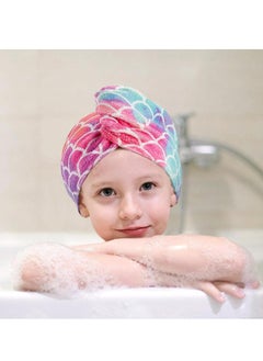 Oasisgalore 3-Pack Kids' Microfiber Hair Towel- Soft, Absorbent, Quick-Dry Turban with Button, Anti-Frizz  - Image 4