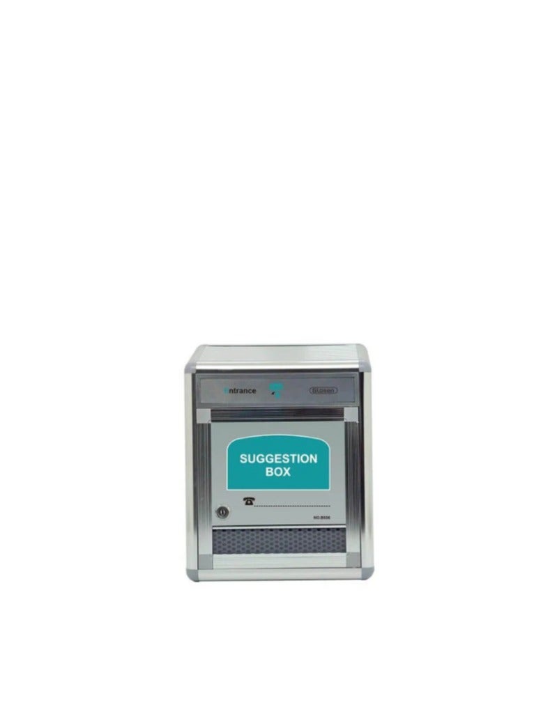 Glosen  Metal Suggestion Box Aluminum 258X120x320 Silver Suggestion Box Locking key office suggestion box donation box Mailbox: Ballot Box MULTIFUNCTION BOX , YOUR EVERY OCCATION USE - Image 1