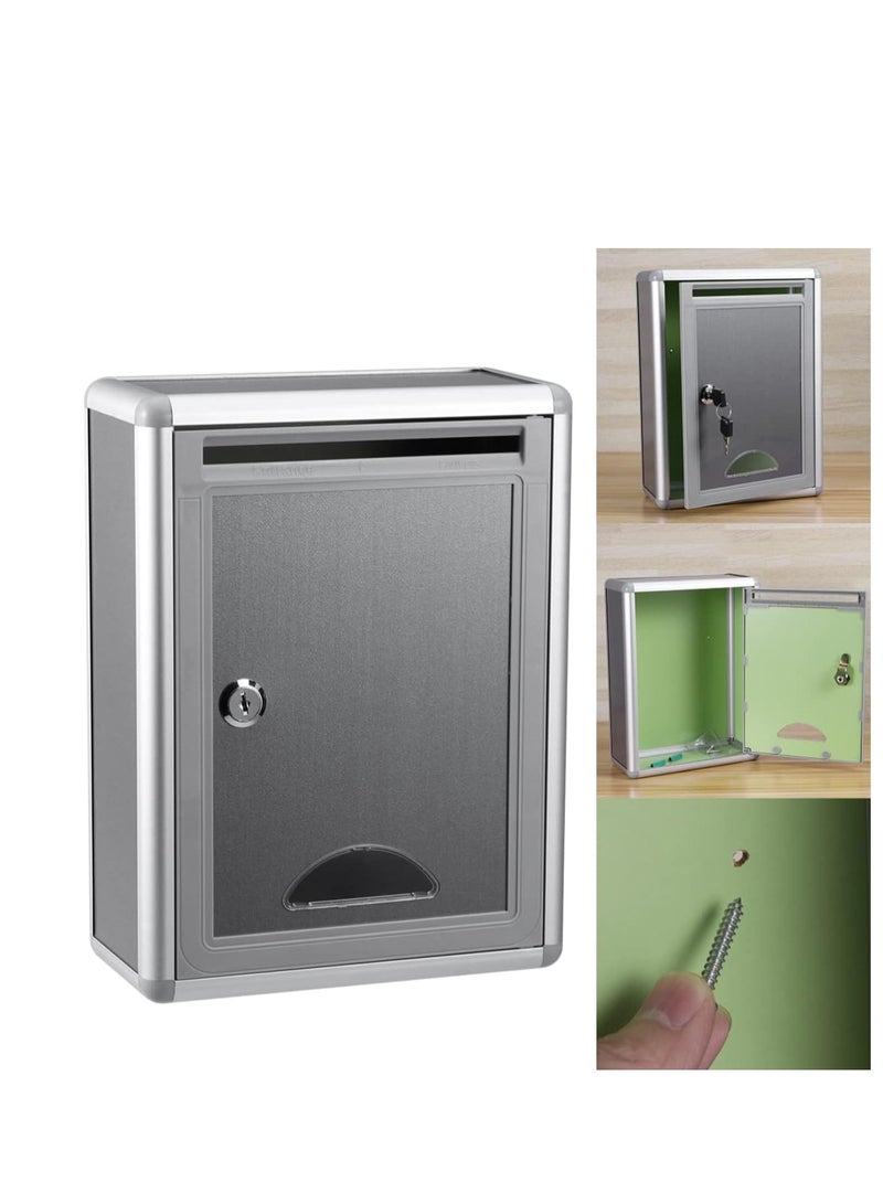 Glosen  Metal Suggestion Box Aluminum 258X120x320 Silver Suggestion Box Locking key office suggestion box donation box Mailbox: Ballot Box MULTIFUNCTION BOX , YOUR EVERY OCCATION USE - Image 2