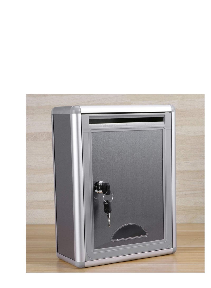 Glosen  Metal Suggestion Box Aluminum 258X120x320 Silver Suggestion Box Locking key office suggestion box donation box Mailbox: Ballot Box MULTIFUNCTION BOX , YOUR EVERY OCCATION USE - Image 3