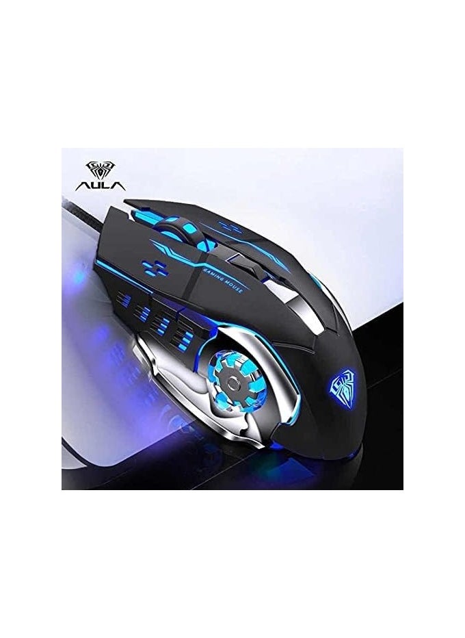 AULA - S20 LED Macro Gaming Mouse – 3200 DPI Adjustable Wired Mouse with Programmable Buttons & Ergonomic Design for PC Gaming - Image 1