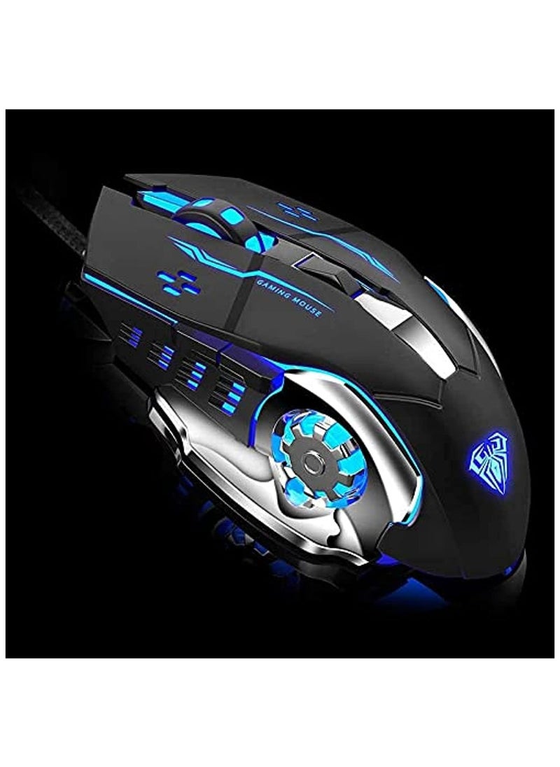AULA - S20 LED Macro Gaming Mouse – 3200 DPI Adjustable Wired Mouse with Programmable Buttons & Ergonomic Design for PC Gaming - Image 1