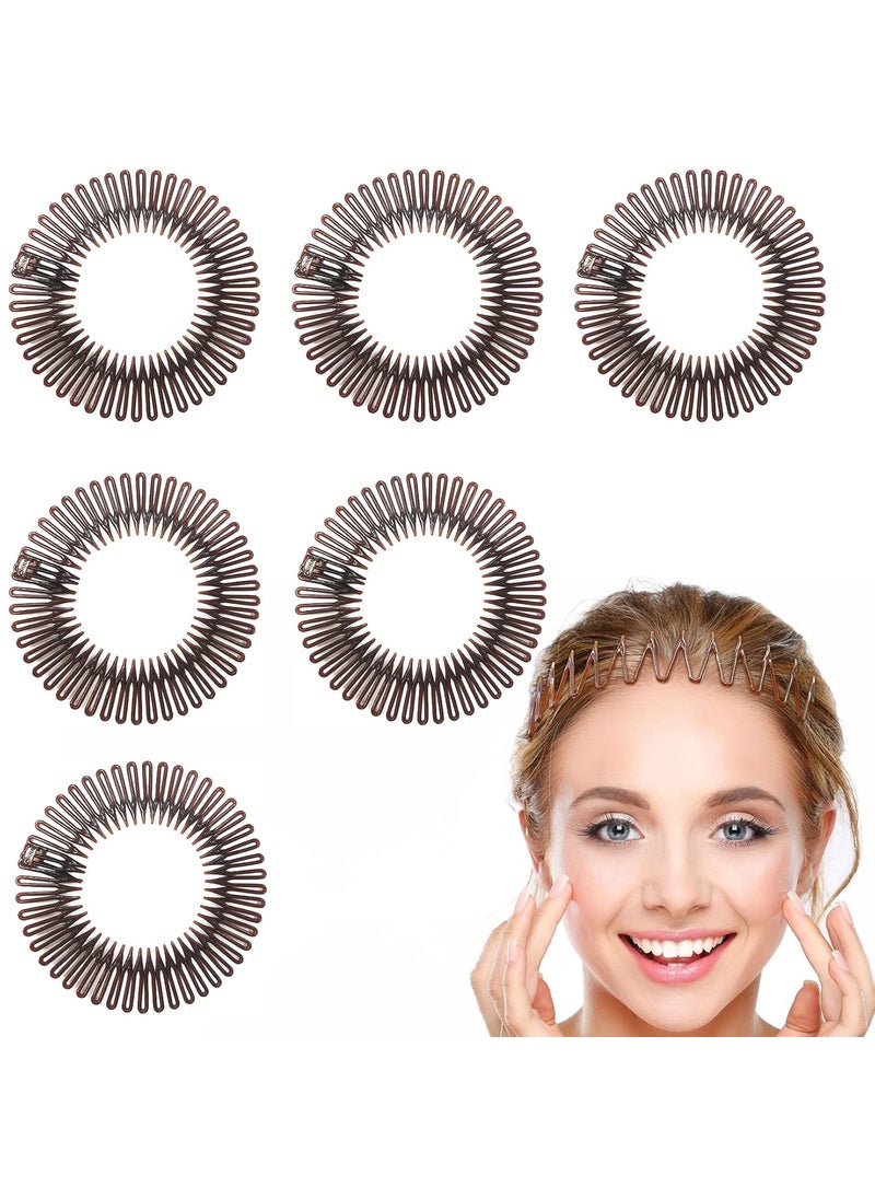 AEGYPIUS AEGYPIUS 6 PCS Full Circular Stretch Comb Headbands Plastic Flexi Comb Circle Headbands with Teeth for Womens Hair One Size Fits Most Brown 