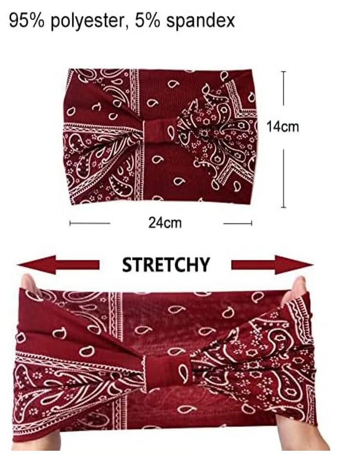 YelaJoy 4Pcs Wide Knotted Stretch Boho Headbands, Non-Slip Head Turban, Yoga Sports Hair Accessories for Women Girls - Image 2