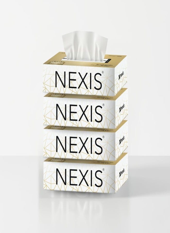 NEXIS 2-Ply Facial Tissue Paper Box || 800 Sheets || 100 Pulls x 4 Boxes || Car Tissue || Soft And Highly Absorbent || 100% Natural Virgin Fibre || GOLD - Image 1