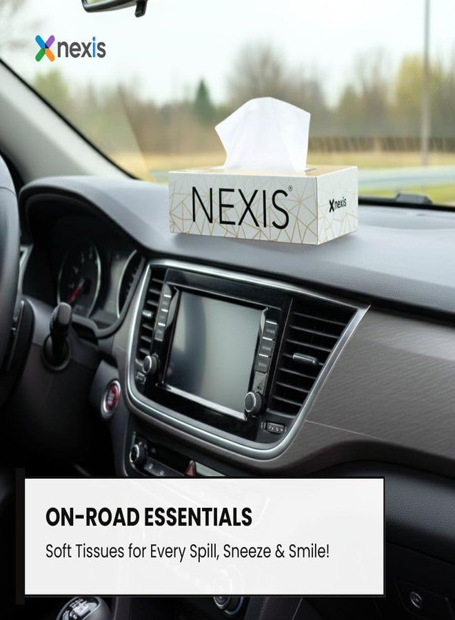 NEXIS 2-Ply Facial Tissue Paper Box || 800 Sheets || 100 Pulls x 4 Boxes || Car Tissue || Soft And Highly Absorbent || 100% Natural Virgin Fibre || GOLD - Image 4