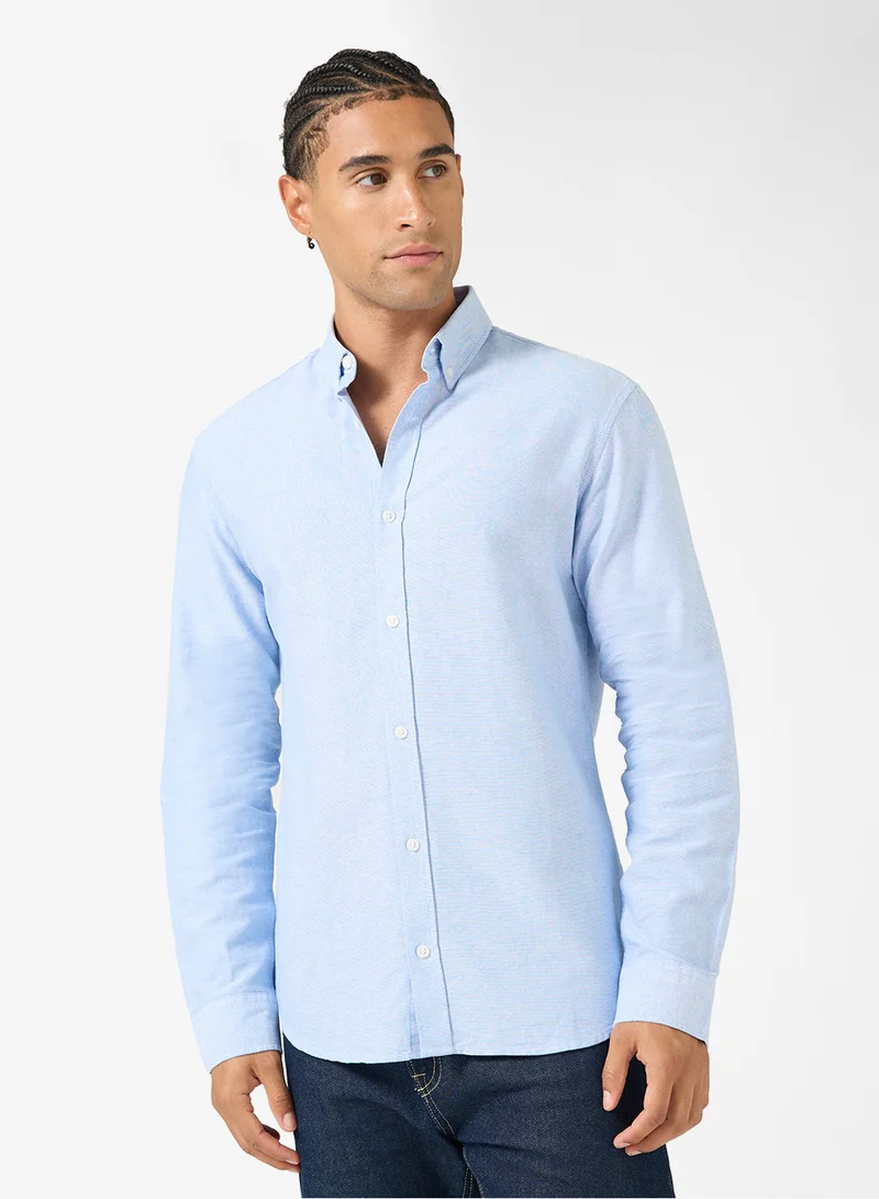 Solid Long Sleeve Button Down Shirt