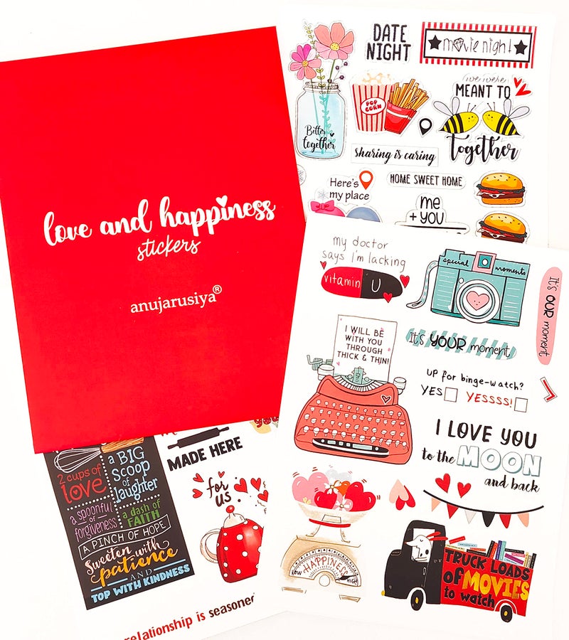 anujarusiya Love Stickers | 95 Cute self Adhesive Stickers | Matte Laminated Paper Stickers| Perfect for Anniversary, Gift, Greeting Decor - Image 1
