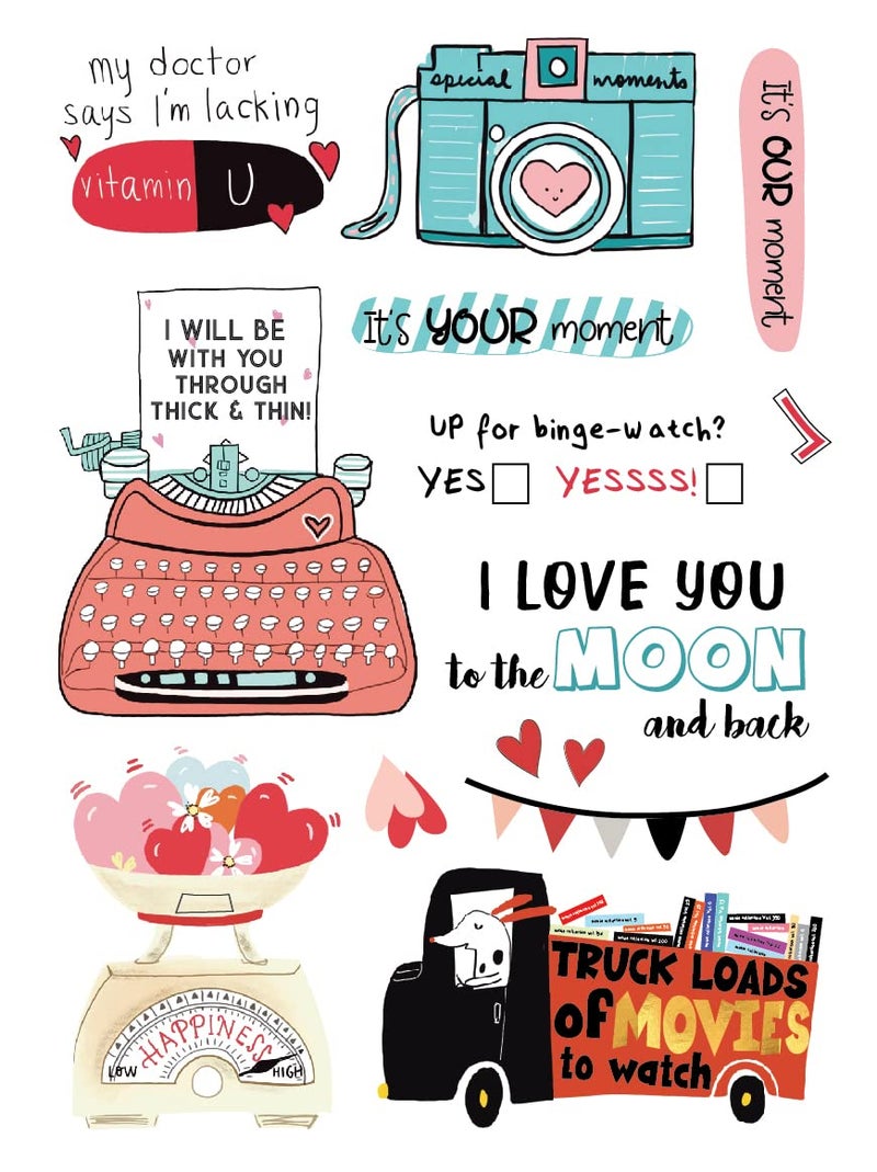 anujarusiya Love Stickers | 95 Cute self Adhesive Stickers | Matte Laminated Paper Stickers| Perfect for Anniversary, Gift, Greeting Decor - Image 2