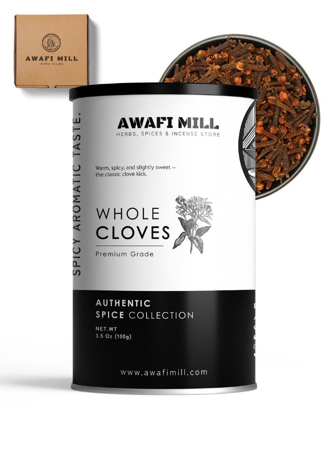 أباميك مطاحن عوافي - قرنفل كامل (سيزيجيوم أروماتيكوم) | براعم دافئة، حلوة-لاذعة، لتوابل غارام ماسالا، والبرياني، والشاي، والمخللات، والمخبوزات، والتزجيج، والمشروبات الاحتفالية - ١٠٠ غرام | ٣.٥ أونصة - Image 1