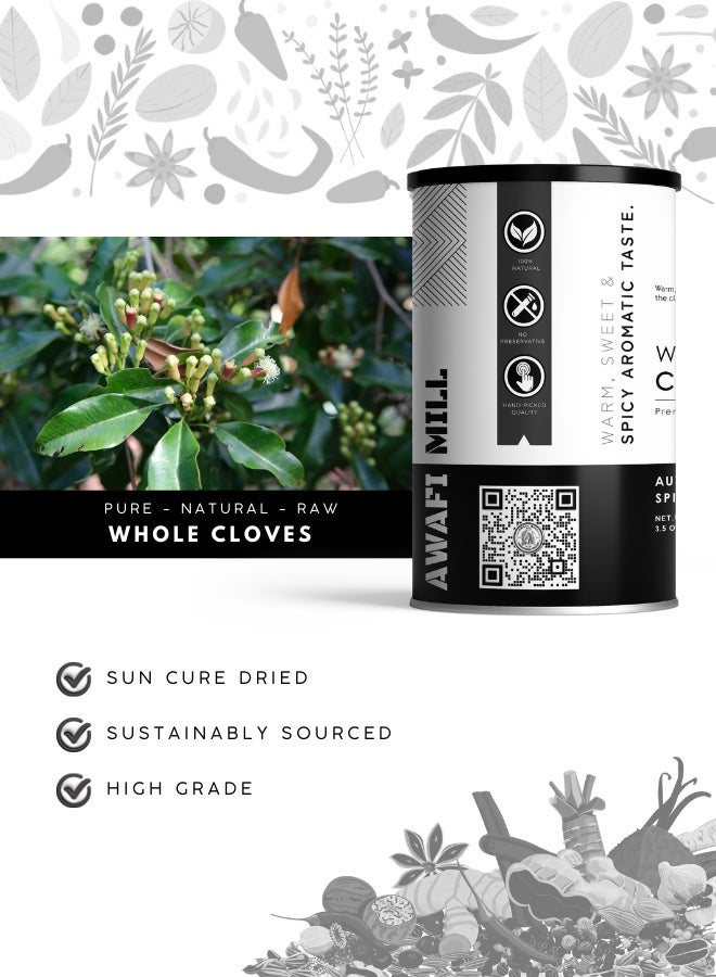 أباميك مطاحن عوافي - قرنفل كامل (سيزيجيوم أروماتيكوم) | براعم دافئة، حلوة-لاذعة، لتوابل غارام ماسالا، والبرياني، والشاي، والمخللات، والمخبوزات، والتزجيج، والمشروبات الاحتفالية - ١٠٠ غرام | ٣.٥ أونصة - Image 3