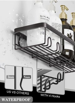 U-LIAN U-LIAN 5-Pack Bathroom Organizer Shelf Set, No Drilling Rustproof Self-Adhesive Shower Shelves for Bathroom Storage, Black  - Image 3