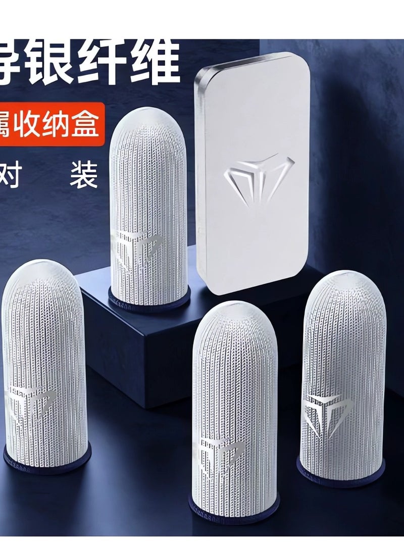 4 Gaming Finger Gloves Paired With A Metal Storage Box 