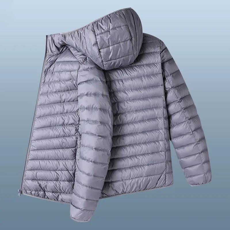 Stylish Mens Short Cotton Outerwear Grey hooded [brand special clearance]]