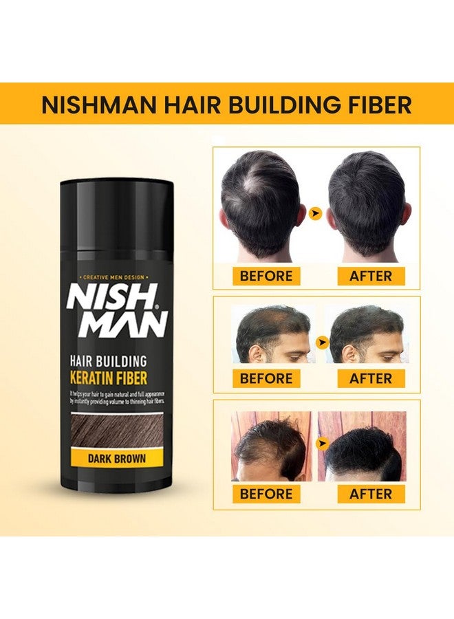 Nishman Hair Building Keratin Fiber | For thinning hair | Concelas hair loss patches | Keratin Fiber - 21g | Dark Brown - Image 5