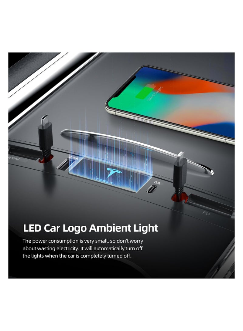 SYOSI Tesla USB Hub, Retractable Hub Docking Station with Fast Charging Cable Multi Port, Center Console Interior Accessorie, Tesla Accessories Docking Station for 2021 2022 2023 Tesla Model 3 Model Y - Image 5