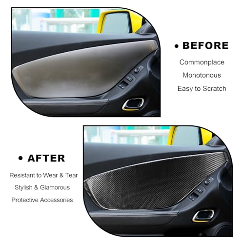 Fancemot Real Carbon Fiber Door Panel Scratch Protector Decoration Trim Compatible with 2010-2015 Chevy Camaro LS LT SS ZL1 Z/28 Interior Accessories - Image 4