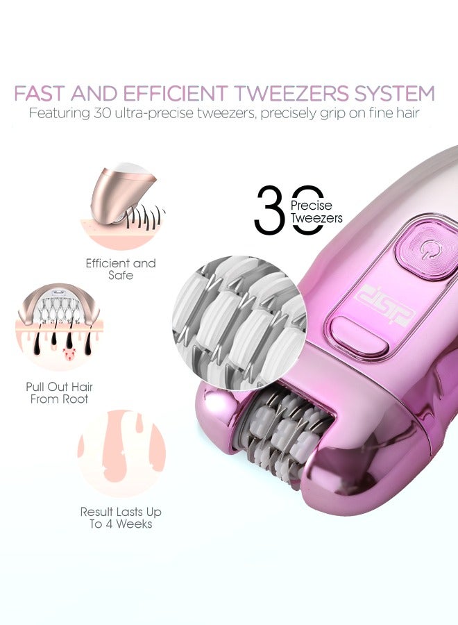 DSP Epilator for Women, 3 in 1 Epilators Hair Remover for Leg Arm with 2 Speeds & 30 Tweezers ,Rechargeable & LCD Display，Cordless Electric Lady Shaver & Trimmer for Face, Chin, Arm, Leg, Armpit, Bikini,9000RPM 70454 - Image 4