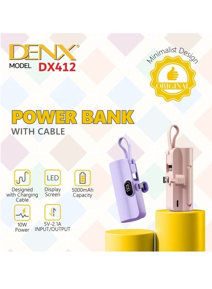 Denx Mini Power Bank with Multiple Ports and Fast Charging  DX412 