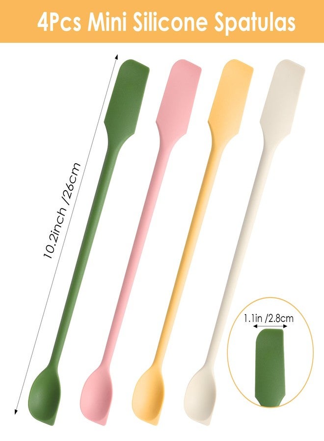 ValueBargain 4Pcs Mini Silicone Spatulas, Multifunctional Long Handle Mini Spatula Spoon Jar Scrapers for Kitchen Use, Cosmetics Jars Narrow & Thin Bottles, Reusable Stirrer for Jam & Lotion, Colorful - Image 2