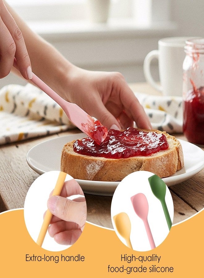ValueBargain 4Pcs Mini Silicone Spatulas, Multifunctional Long Handle Mini Spatula Spoon Jar Scrapers for Kitchen Use, Cosmetics Jars Narrow & Thin Bottles, Reusable Stirrer for Jam & Lotion, Colorful - Image 3