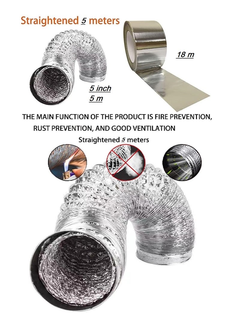 Shams 5 Meter 5 Inch Kitchen Chimney Hose 5 Inch - 5 Inch Chimney Exhaust Pipe With Adhesive Roll 10 Meter Wide Glossy Gray - Image 4