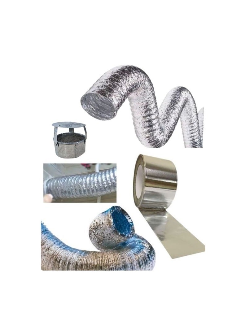 Shams 5 Meter 5 Inch Kitchen Chimney Hose 5 Inch - 5 Inch Chimney Exhaust Pipe With Adhesive Roll 10 Meter Wide Glossy Gray - Image 5