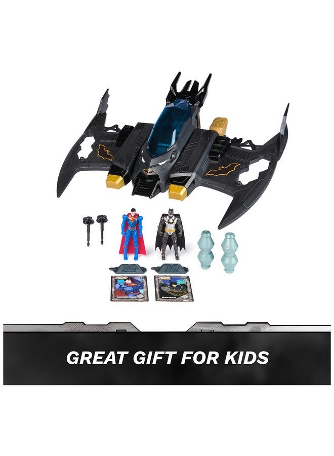 DC Comics DC Comics, Metal Force Transforming Batwing, 2-in-1 Playset, Includes Batman and Superman Figures, with Projectiles and Character Cards, Kids Toy for Boys Ages 4 and Up - Image 2