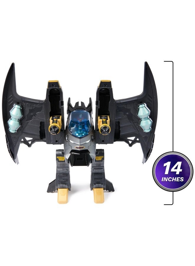 DC Comics DC Comics, Metal Force Transforming Batwing, 2-in-1 Playset, Includes Batman and Superman Figures, with Projectiles and Character Cards, Kids Toy for Boys Ages 4 and Up - Image 3