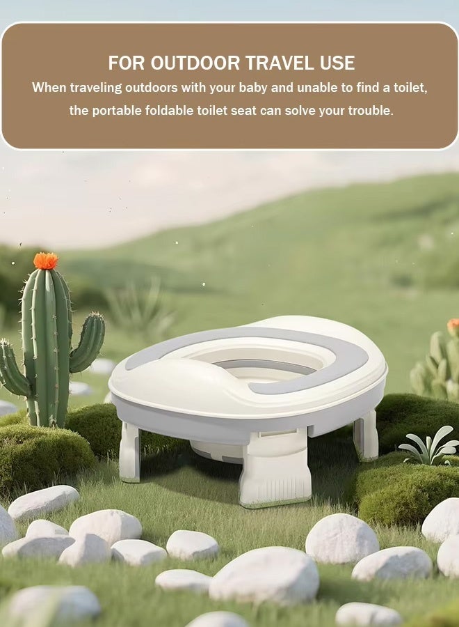 Berma Baby مقعد تدريب محمول على استخدام المرحاض للأولاد والبنات، مرحاض سفر قابل للطي مع حقيبة حمل، مرحاض داخلي وخارجي للأطفال الصغار، تصميم سهل التنظيف وصغير الحجم (رمادي) - Image 3