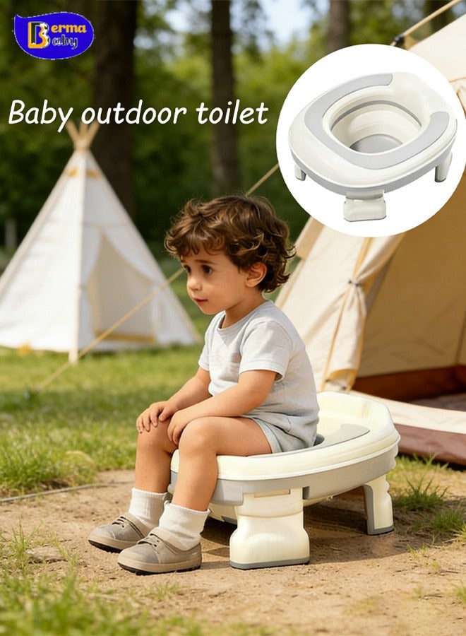Berma Baby مقعد تدريب محمول على استخدام المرحاض للأولاد والبنات، مرحاض سفر قابل للطي مع حقيبة حمل، مرحاض داخلي وخارجي للأطفال الصغار، تصميم سهل التنظيف وصغير الحجم (رمادي) - Image 1