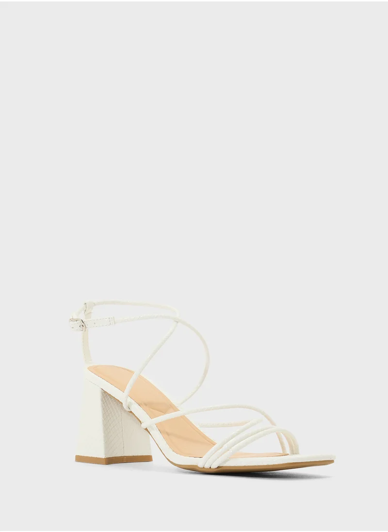 Truffle Flaire Block Heel Multi Strap Ankle Strap Block Heel Sandal