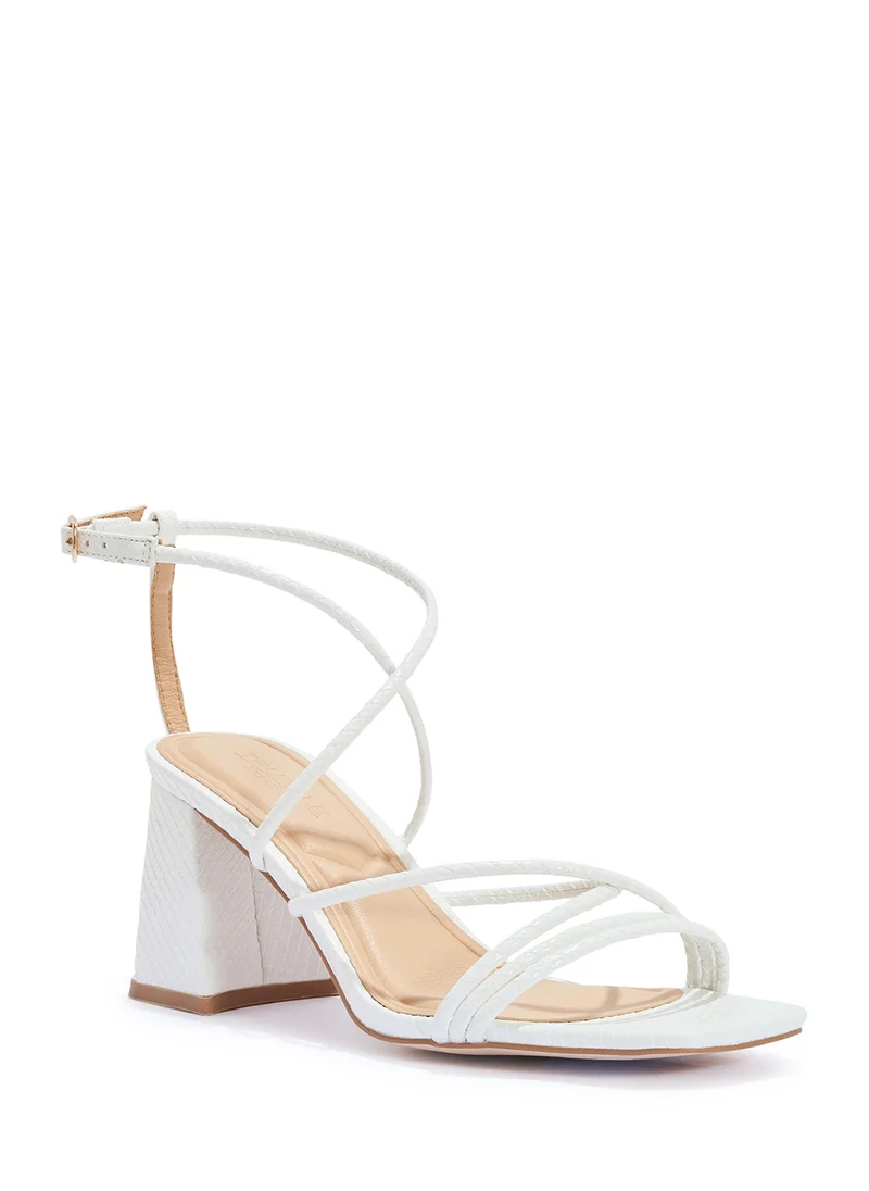 Truffle Flaire Block Heel Multi Strap Ankle Strap Block Heel Sandal