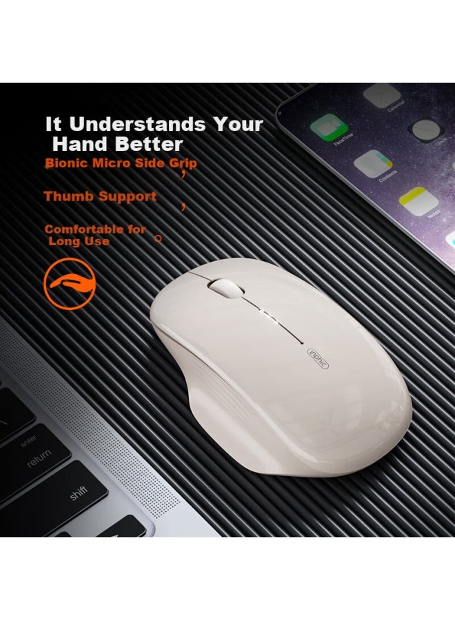 Inphic M1 Second Generation Rechargeable Wireless Bluetooth Mouse Silent Office Asymmetric Ergonomic Grip Battery Display Universal For Laptop 2.4g Wireless White - Image 2