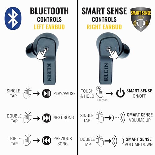 Klein Tools AESEB1S SMART SENSE True Wireless Safety Earbuds with Bluetooth and Situational Awareness 26dB Hearing Protection 30Hr Runtime - Image 3