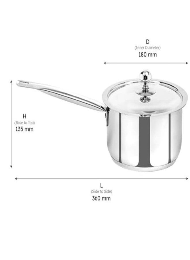 WEKTU TRIPLY SAUCEPAN Sauce Pan 18 cm diameter with Lid 2.2 L capacity (Triply, Non-stick) - Image 2
