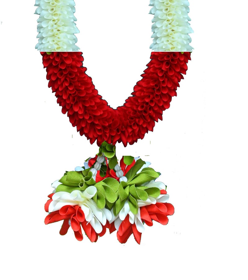 C nuw Garland Handmade Durable Fabric Garland with Plastic Beads - Decorative Mala for Home, Temple, or Festive Use - Ideal for God Idols, Photos & Pooja Decor - WG5(P) Multicolor - Image 5