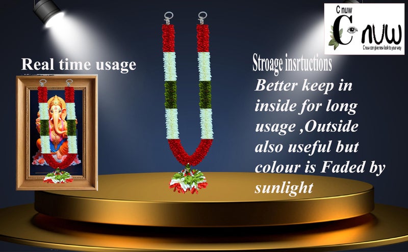 C nuw Garland Handmade Durable Fabric Garland with Plastic Beads - Decorative Mala for Home, Temple, or Festive Use - Ideal for God Idols, Photos & Pooja Decor - WG5(P) Multicolor - Image 4