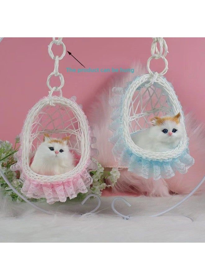 Simulation Hanging Basket Kitten Plush Handicraft Doll Will Call Rabbit Puppy Simulation Animal Birthday Gift-Dimensions:Hanging Basket Wedding Dress Doll Lace Color Mixed Hair - Image 3