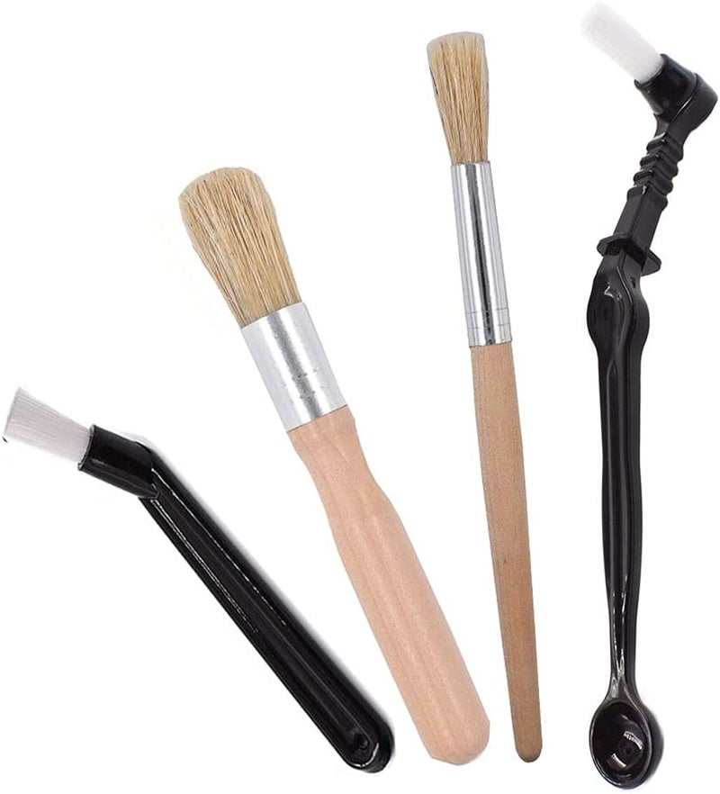 Ergonflow Coffee Machine Cleaning Brush Set - 4 Piece Set Including Wooden and Nylon Brushes for Grinders and Group Heads - Image 1