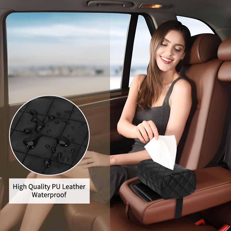 Auto Napkin Dispenser-Premium Leather Tissue Box Holder, Practical and Stylish Solution to Keep the Car Regulated and Cleaned - Image 2